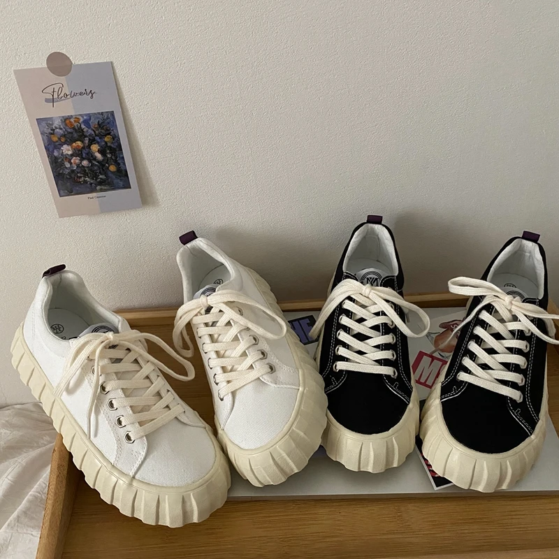 

Retro Lace-Up Plus Velvet Whte Sneakers Mixed Colors All-mtach Comfortable Spring Autumn Woman Shoes 2021 New Arrivial