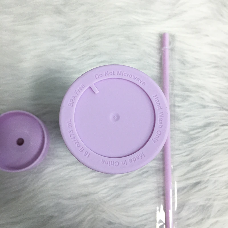 

16oz Acrylic Macron Slim Skinny Tumbler With Lid Straw Double Walled Water Bottle Child Gifts