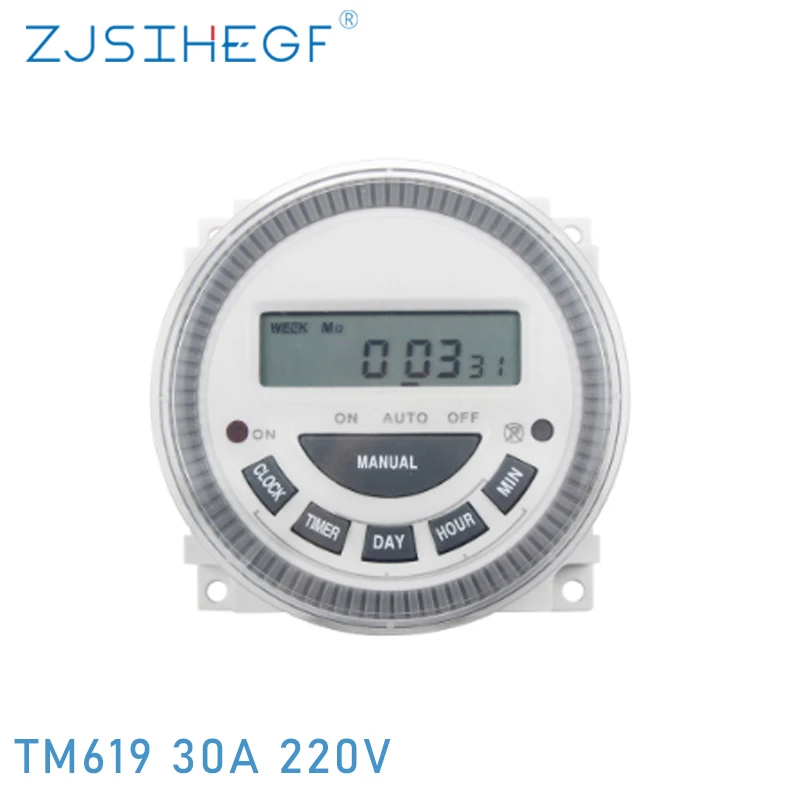 

TM619 220VAC тяжелой нагрузки 30A недельный программируемый таймер переключатель таймер духовки Пособия по кулинарии с Водонепроницаемый Чехол к...
