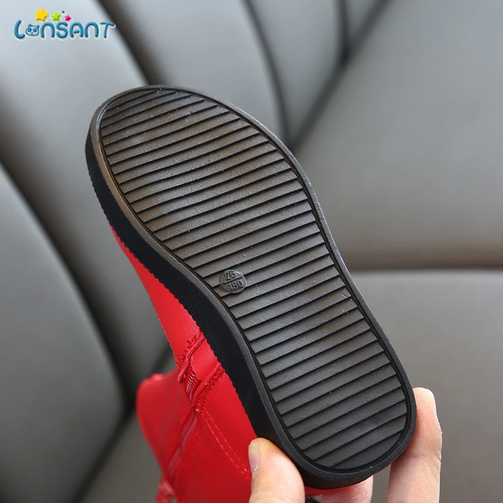 LONSANT модные сапоги для девочек принцесса кружева с бантом искусственная кожа