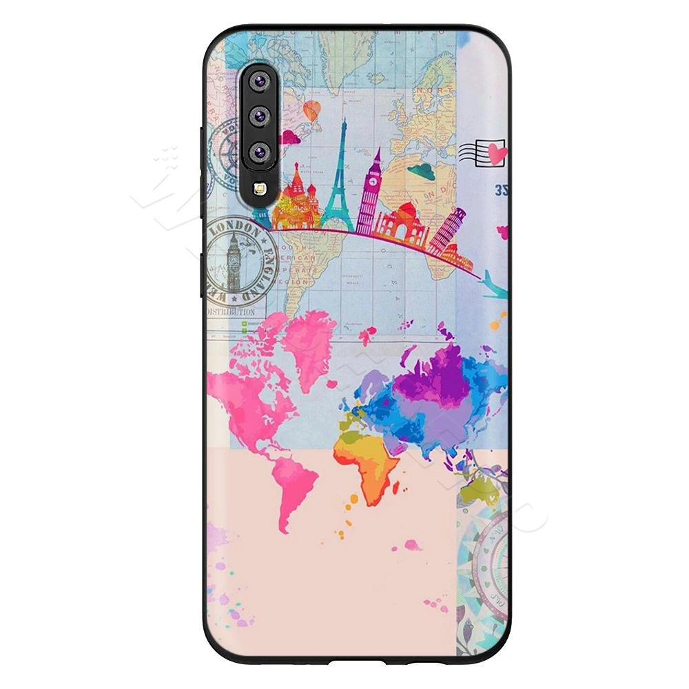 Webbedepp розовый мир чехол "карта" для samsung Galaxy S7 S8 S9 S10 Edge Plus Note 10 8 9 A10 A20 A30 A40 A50 A60 A70 - Цвет: 8