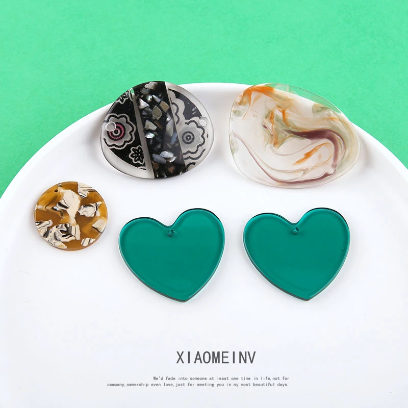 

6pcs 2020 Fashion Classic Love Earrings For Women Simple Retro Printed Irregular Geometric Acetate Pendant Jewelry Accessories