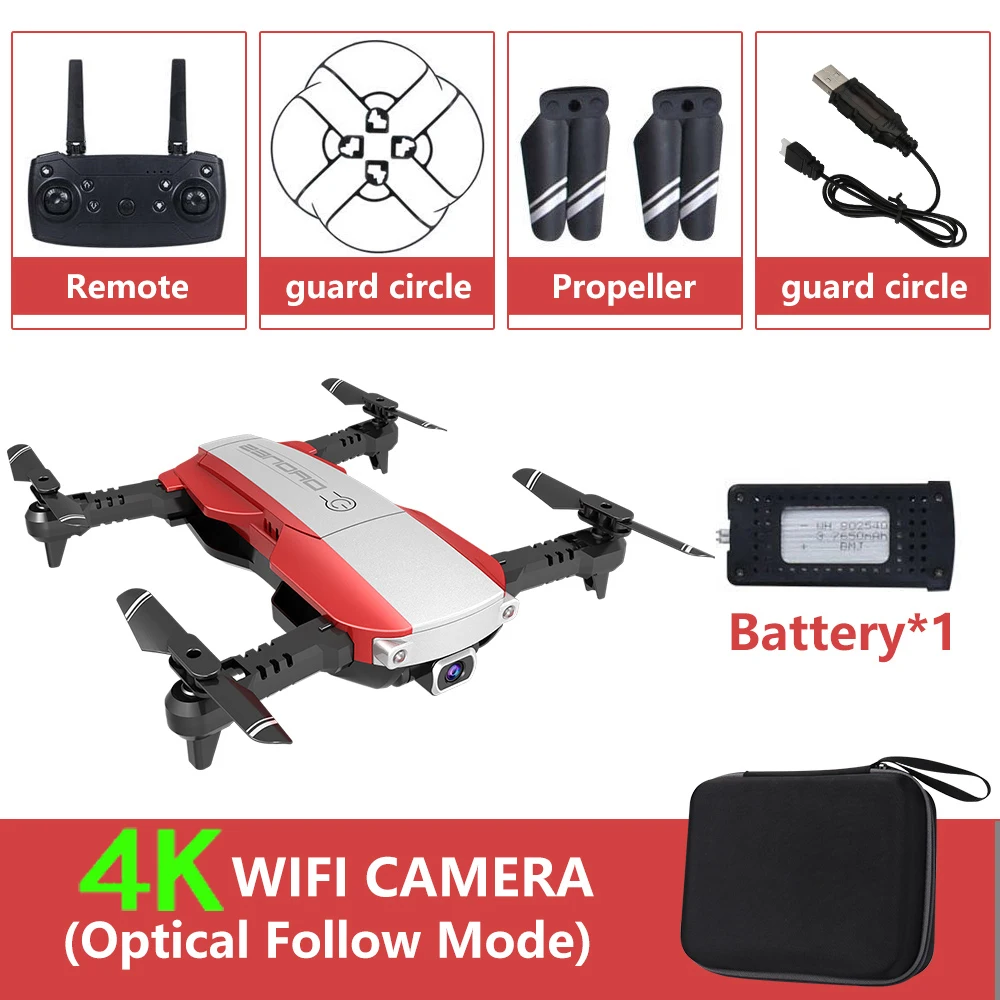 4K Red H3 мини-Дрон 4K 1080P HD Двойная камера wifi в реальном времени антенна FPV оптический поток RC Квадрокоптер вертолет складной Дрон игрушки для детей - Цвет: 4K Red