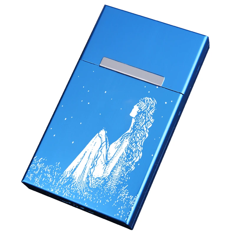 Тонкий чехол для сигарет девушки металлический с откидной крышкой подарок