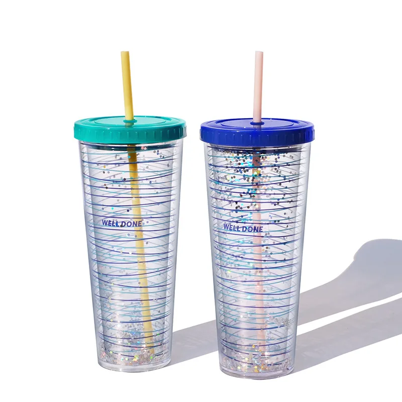 

1pc Kawaii 720ml Large Capacity Water Cup Double Pipette Cup Coke Cup Advertisement Small Gift Plastic Cup Custom Cup