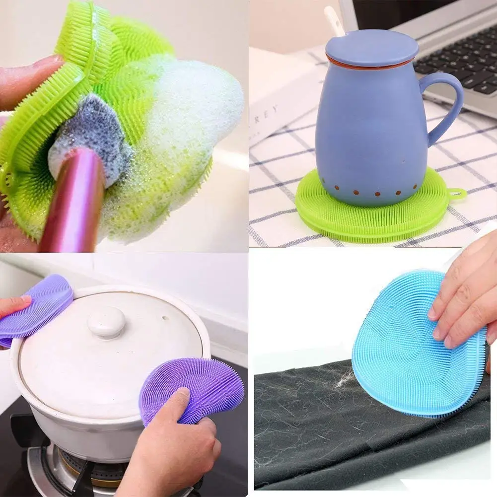

2021 Kitchen Cleaning Silicone Brush Dishwasher Sponges Dish Washing Sponge Magic Scrubber Household Brushes Kitchen Accessory