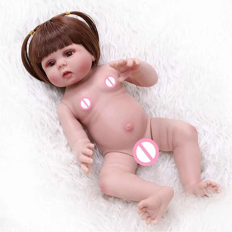 48 см bebe Кукла reborn Девочка в розовом платье кролика полное тело мягкий силиконовый