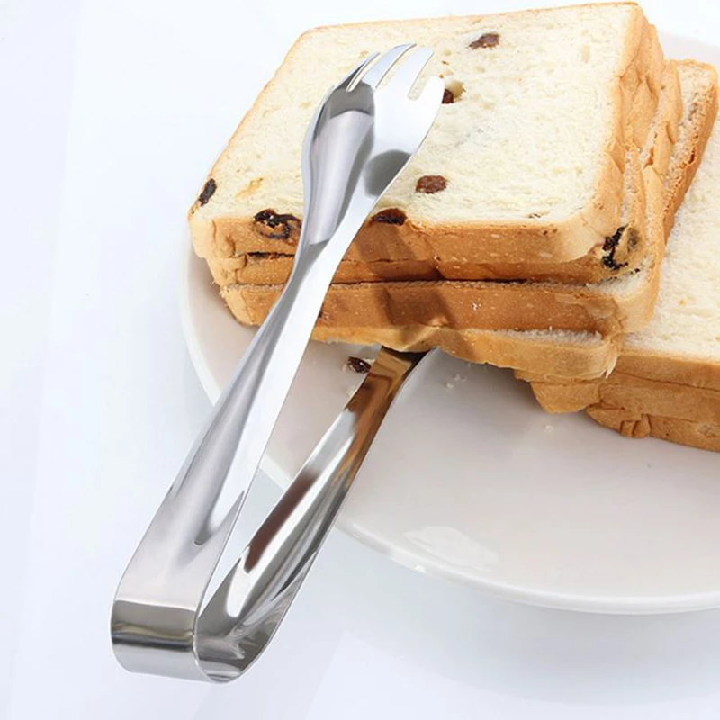 Серебряный нержавеющая сталь еда зажим для хлеба буфет с ложкой салат выпечка