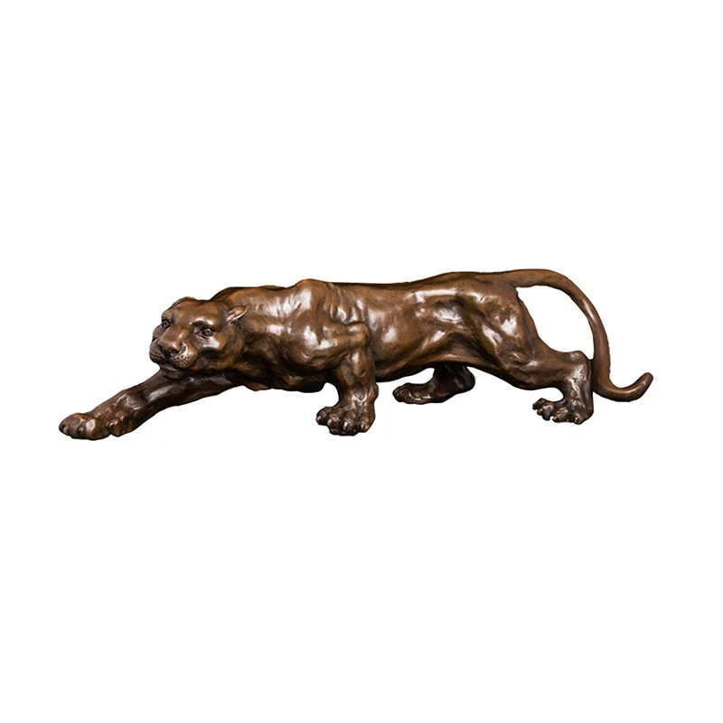 

Ivorique DW-028 Animal Art Bronze Wild Animal Leopard Statue Creeping Cheetah Panther Figurines Sculpture For Office desk Decor