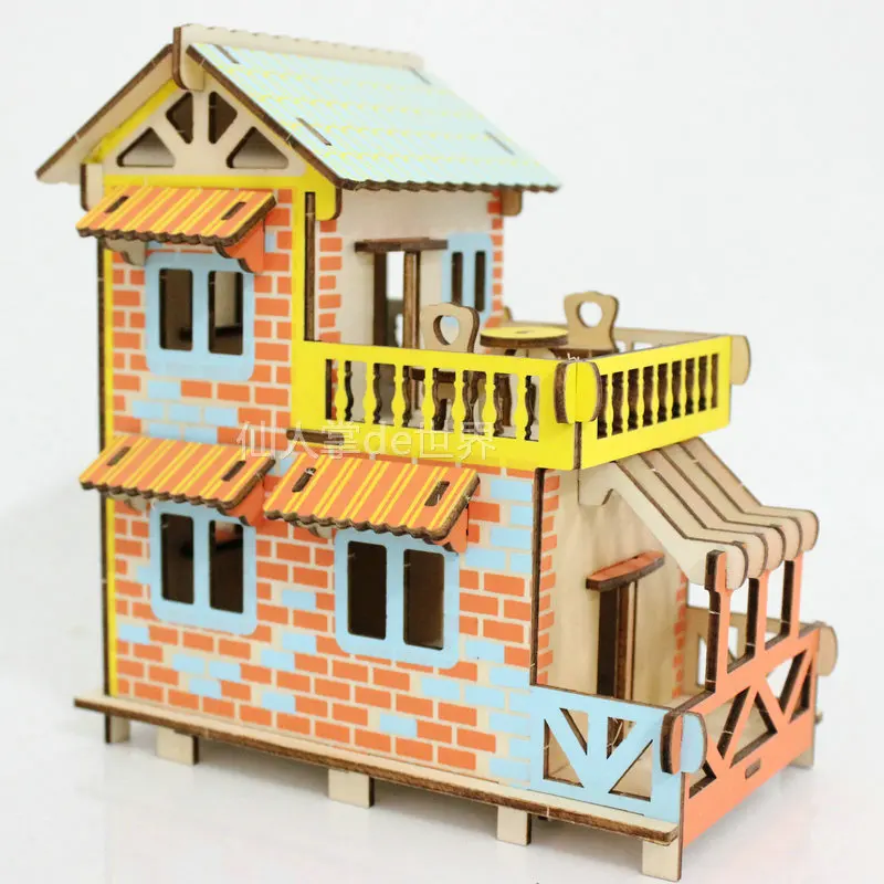 candice guo! wooden toy 3D puzzle hand work DIY woodcraft assemble kit country cottage beauty house birthday Christmas gift 1pc | Игрушки и