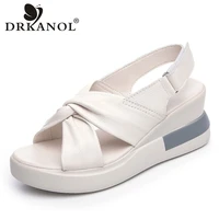 drkanol fashion trend women wedges sandals 2022 summer open toe fish mouth bow knot high heel shoes casual platform sandals