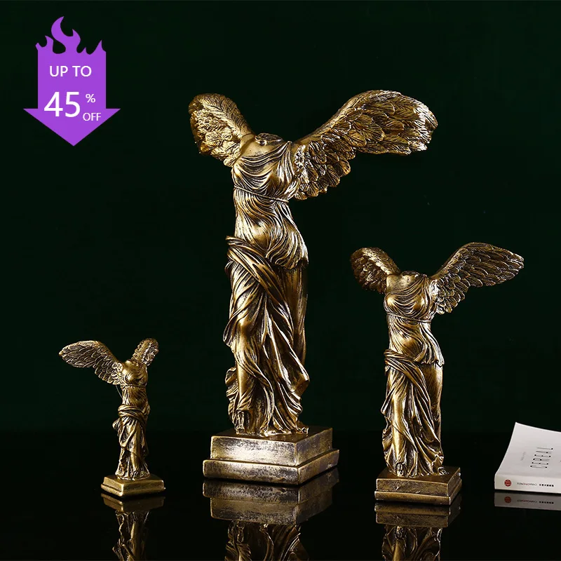 

European Style Goddess of Victory Figure Sculpture Creative Resin Crafts Decoration Home Decoration Resin Figure Sculpture