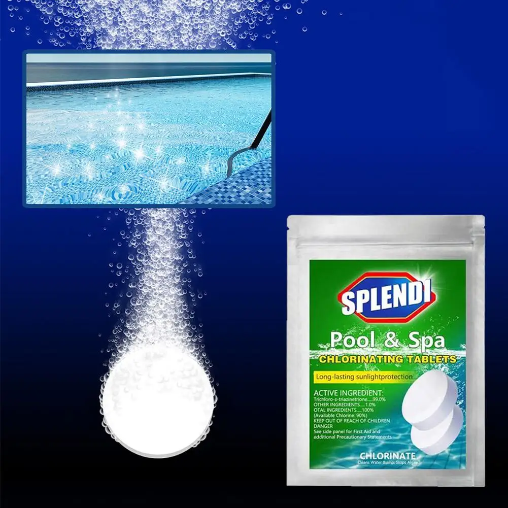 

Pool Effervescent Cleaning Tablets Chlorine Tablets Cage Disinfectant Swimming Pool Clarifier Multifunctional Cleaner 100pcs