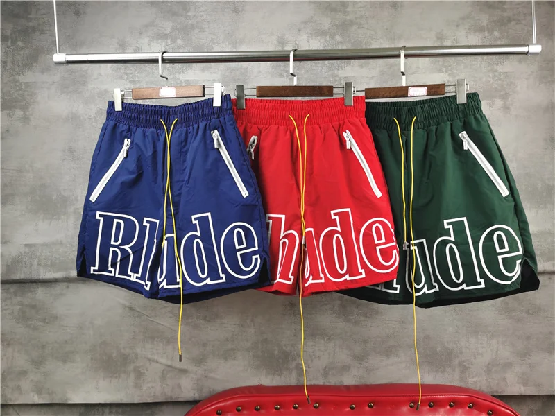 

Rhude Shorts Men Women 1:1 High Quality Mesh Unisex Zipper Pill Zipper Head Drawstring Short