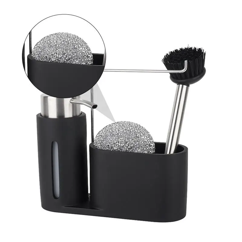 

Kitchen Bathroom Storage Shelf Stainless Steel Resin Storage Rack Cleaning Set
