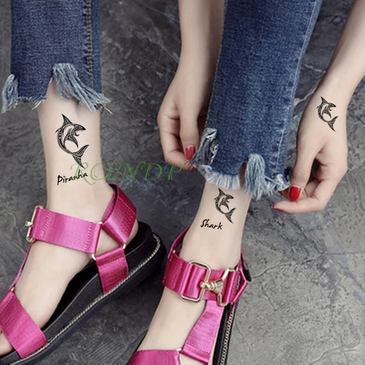 Водонепроницаемая Временная тату наклейка Акула рыба s флэш поддельные