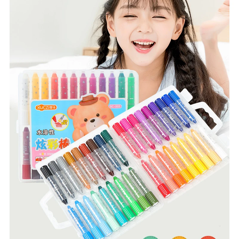 

12 24 36 Color Rotating Colorful Stick Water Soluble Silky Oil Pastel Childrens Crayon Painting Set Stationery Art School