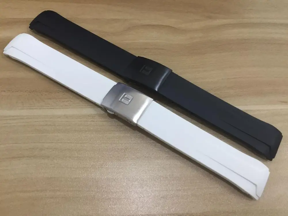 22mm T024417A Watchband Black Silicone Rubber Strap For T024 T024427