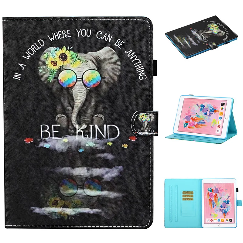 Чехол для iPad 9 7 2018 2017 5th 6th Generation Air 1 2 Air2 смарт чехол из искусственной кожи Тигр Слон