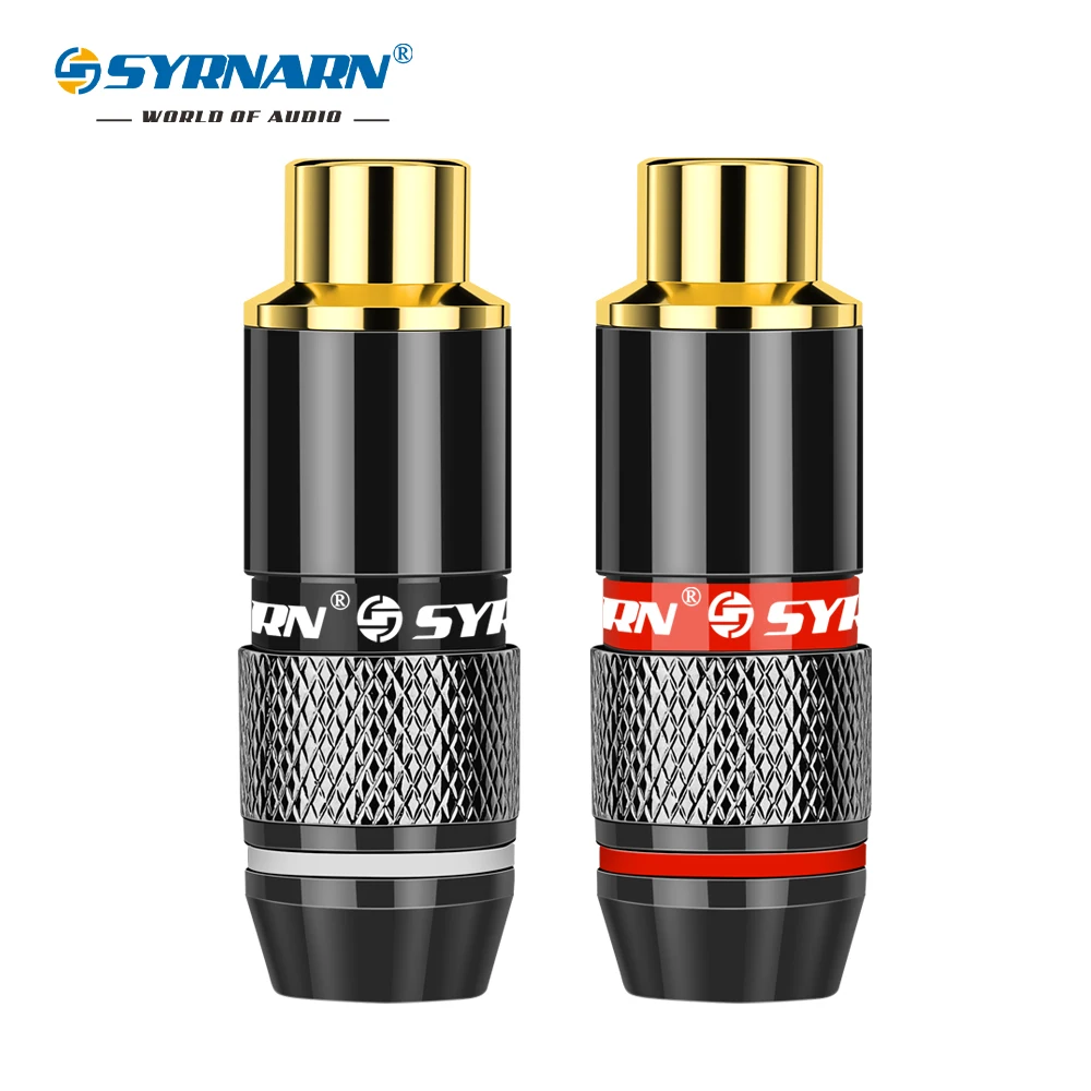 

High Quality 24K Gold RCA Jack Audio Video Connector Adapter For HIFI Audio DIY Cable black&red 1/pair speaker plug RCA Plug