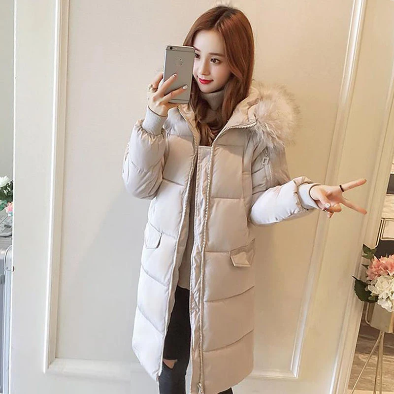 

Big fur collar Women Long Winter Parka Casual Warm Fashion Coats and Jackets Long Sleeve Parka Women Winter Clothing