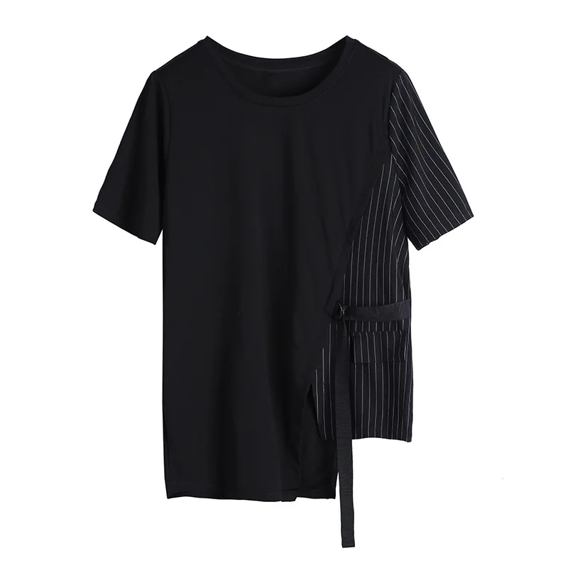 Женская футболка в готическом стиле Max LuLu Повседневная пэчворк с коротким