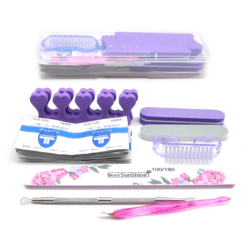1 Set Nail Files Kit UV Gel Polish Cleaner Art Care Tools Buffer Nails Soak Off Napkins Manicure Tool With VIP Box | Красота и
