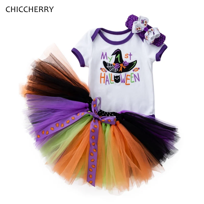 

My First Halloween Costume for Kids Infant Bodysuit Lace Skirts Headband 3pc Newborn Tutu Sets Baby Girl Clothes Toddler Outfits