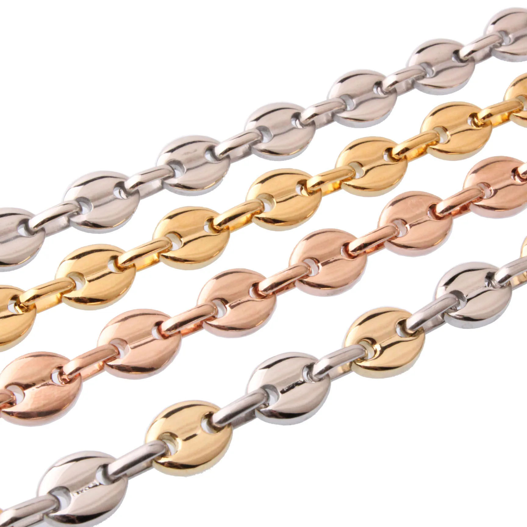

7MM 9MM 11MM Stainless Steel Coffee Bean Chain Necklace Jewelry For Men Women Hip Hop Statement Charm Christmas Gift