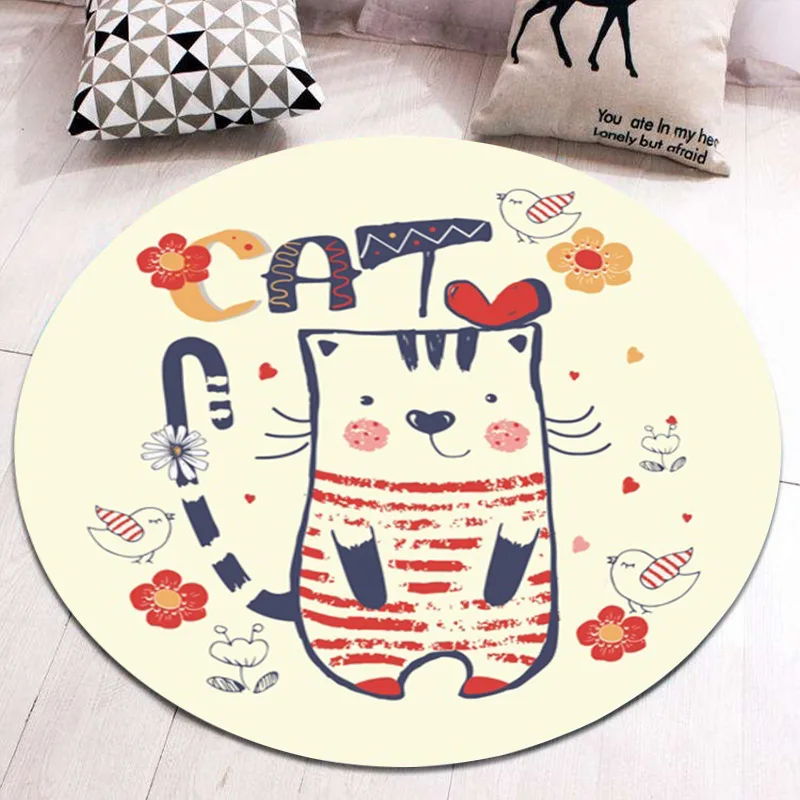 Новое поступление круглый коврик с мультяшным котом и животными Tapete для гостиной