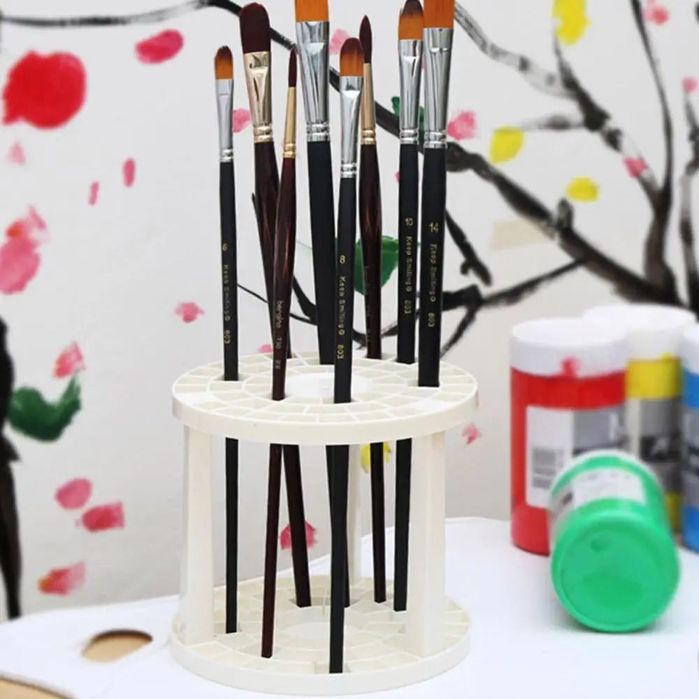 

49 Holes Paint Brushes Pen Holder White Pen Rack Display Painting Stand Art Pen Holder Brush Watercolor Supplies Holder Sup W7L8
