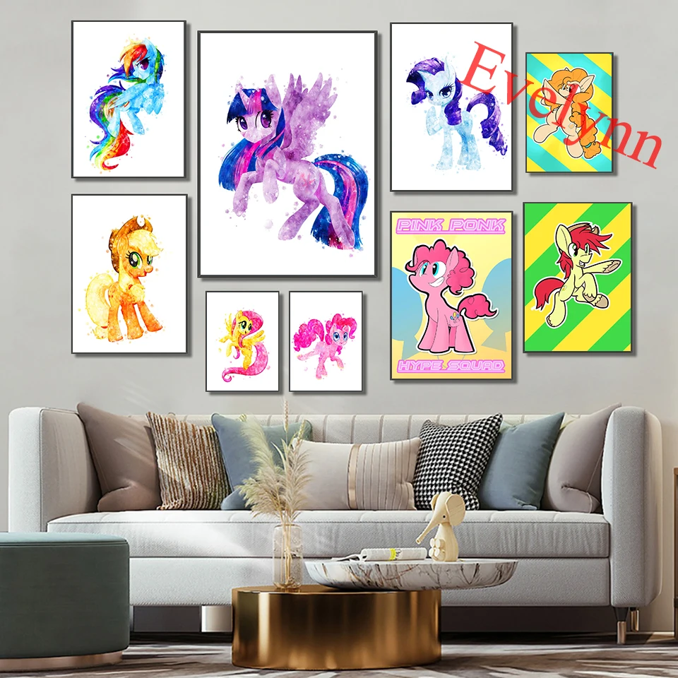 

Anime My Little Pony Poster Cartoon Nordic Nursery Kids Bedroom Decor Painting Modern Living Room Decor Canva Wall Art Print