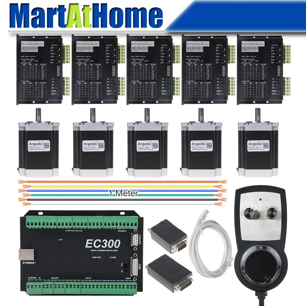 5-осевой CNC шаговый Драйвер комплект Mach3 Ethernet 300 кГц с MPG контроллером для DIY