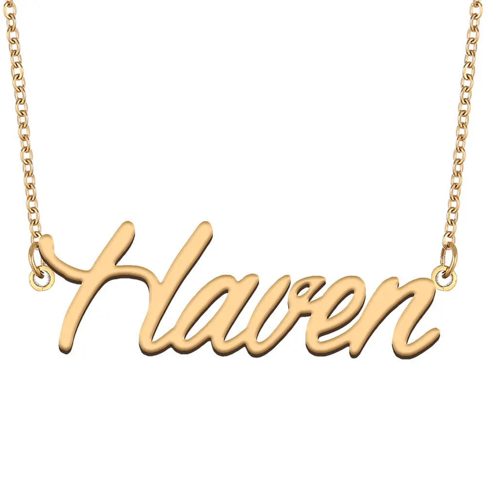 Ожерелье с именем гавани для женщин ювелирное изделие из нержавеющей стали