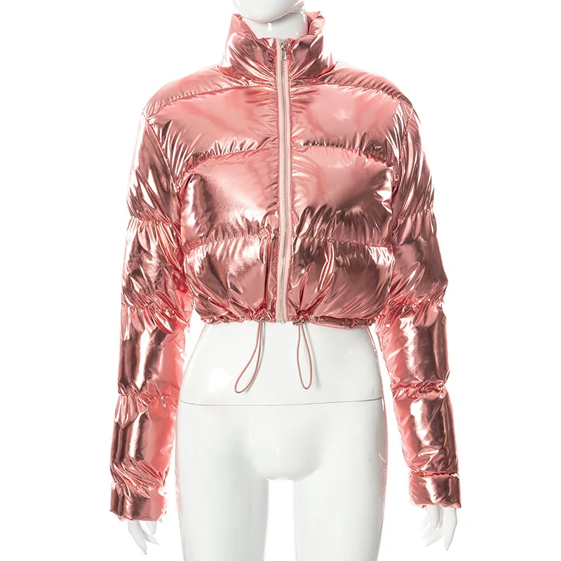 Новинка 2021, модная осенне-зимняя женская одежда, комбинированная хлопковая куртка на молнии с лацканами, с эластичным шнурком и зеркалом, же... от AliExpress WW