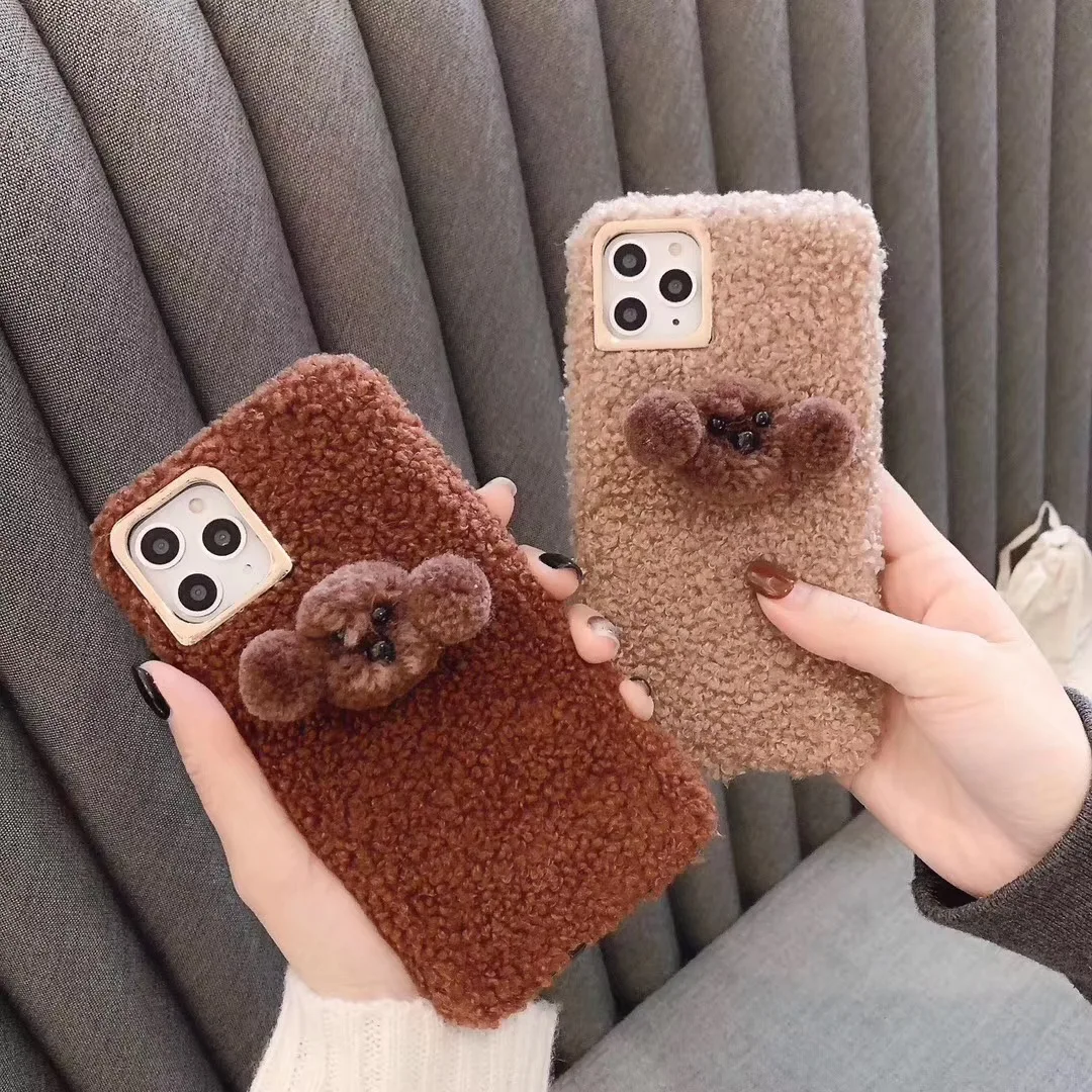 Cute Teddy Case for IPhone 11 Pro Max Merry Christmas Plush Cover XR X XS 6 6S 7 8 Plus Fuzzy Dog |