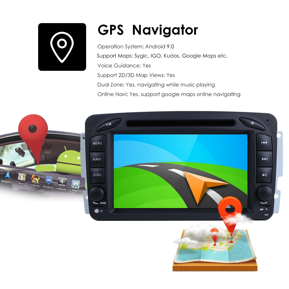 2 Din Android 9,0 Автомобильный DVD радио плеер Автомобильный Стерео gps navi для Benz W203 W208 W209 W210 W463 Vito Viano с wifi bt swc dab+ obd