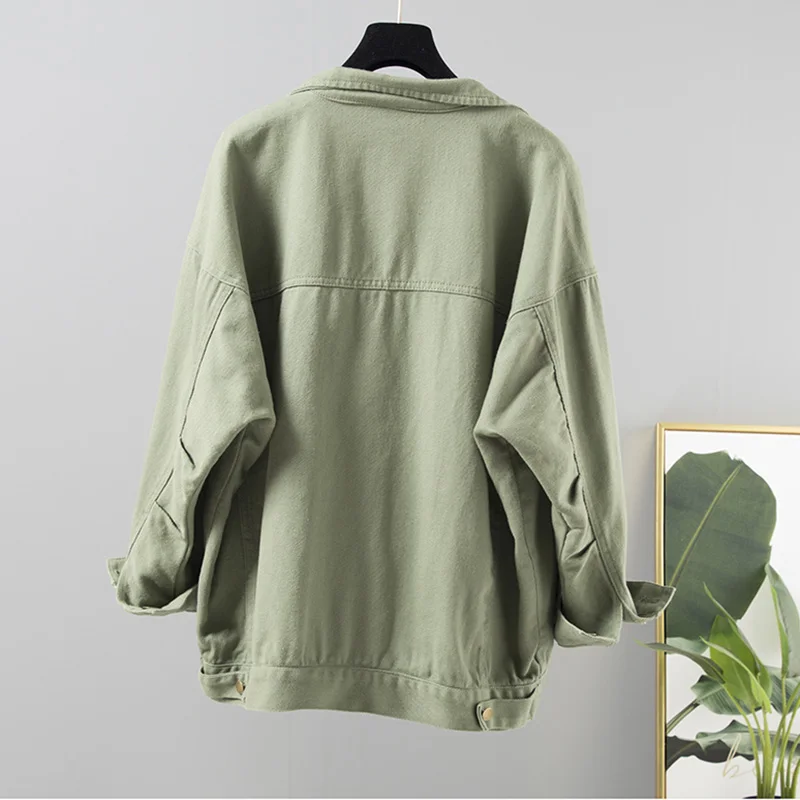 

Denim Jacket Korean Female Jacket Classic Light Pink Denim Coat Relaxed Fit Tops Long Sleeve Jean Outwear Denim Jacket Women