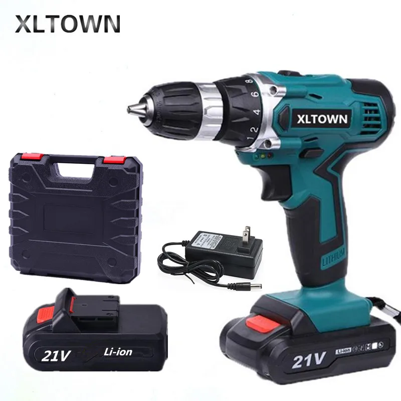 XLTOWN 21 в электрическая отвертка с 2 батареями и коробкой, ручная дрель, аккумуляторная электрическая отвертка, беспроводные электроинструменты