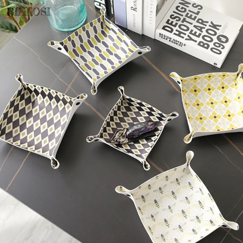 Настольный лоток для хранения искусственной кожи украшения дома кости ключей