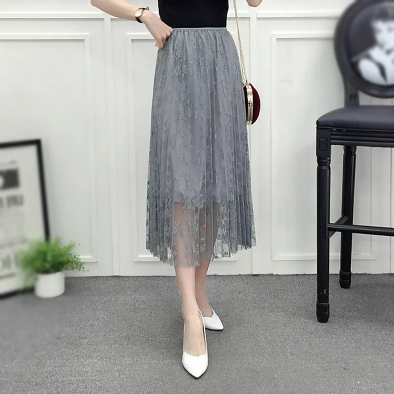 Летняя женская газовая юбка-пачка с подкладкой на талии Офисная Женская длинная