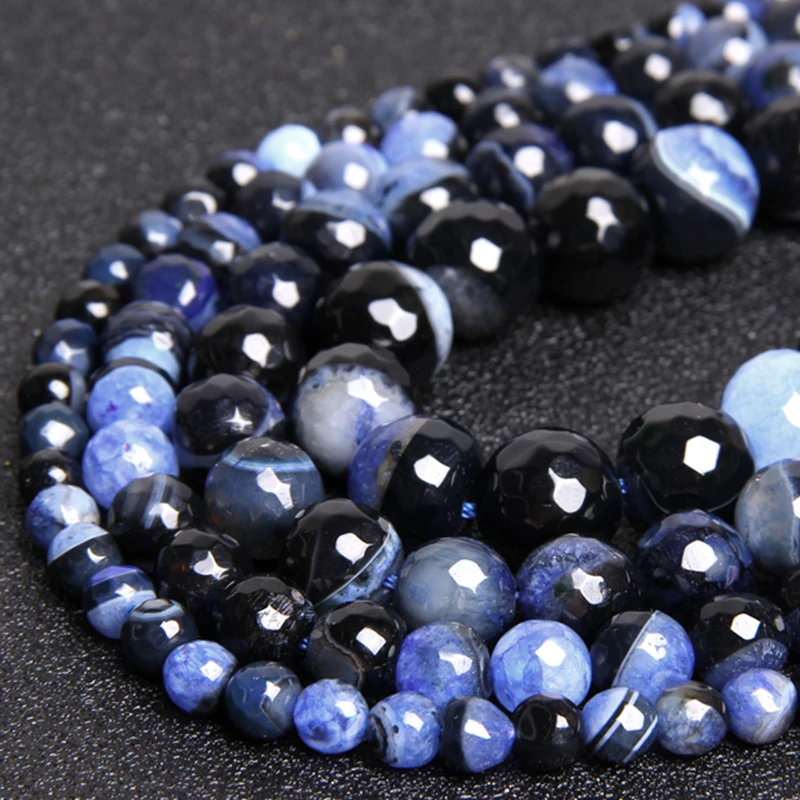 Натуральные черные граненые Гладкие бусины россыпью из агата изготовление