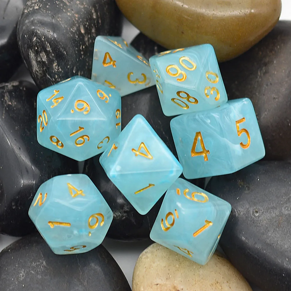 Poludie 7 шт./набор игральные кости DND набор с вихревым золотым шрифтом многогранные D4