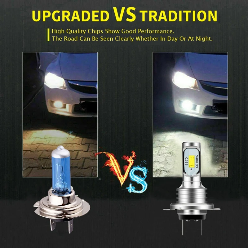 

NEW-Combo H11 + H7 LED Headlight Bulbs Kit High Low Beam Fog Lamp 6500K White 2 Sets