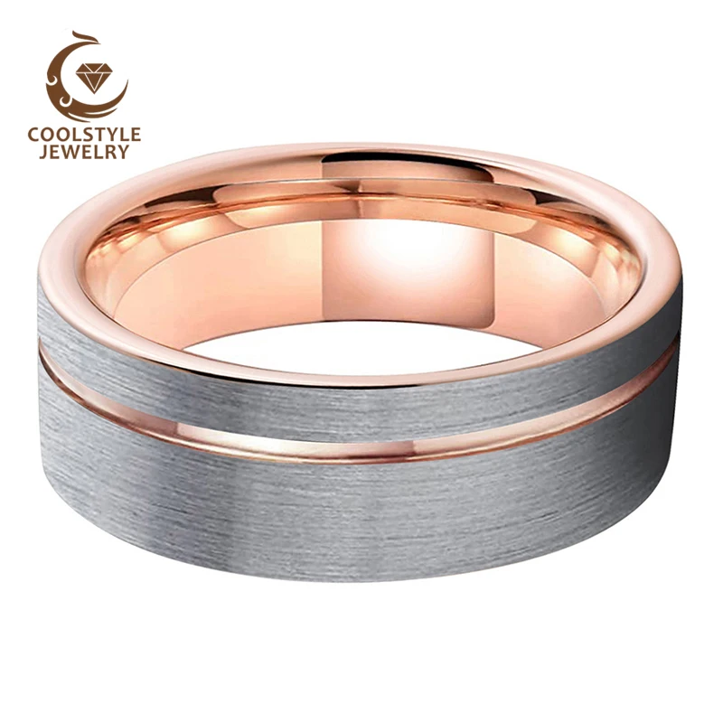 Кольцо обручальное из карбида вольфрама 8 мм розовое золото | Украшения и