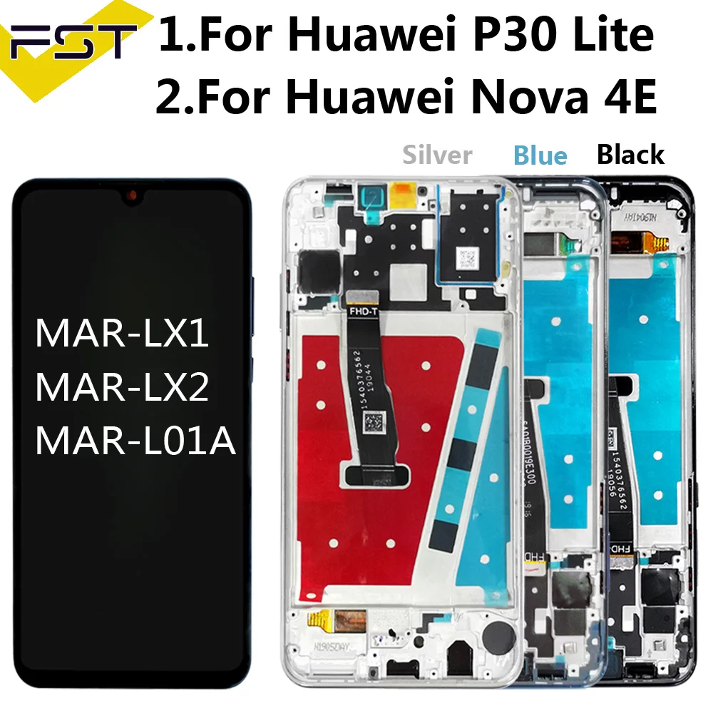 2312*1080 ЖК дисплей с рамкой для HUAWEI P30 Lite экран Nova 4e MAR LX1 LX2 L01A|Экраны мобильных