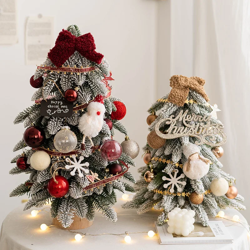 

Christmas Tree Decor Desktop Snow Small Christmas Trees Home Banquet Table Decoration Handmade DIY Landscaping Christmas Tree
