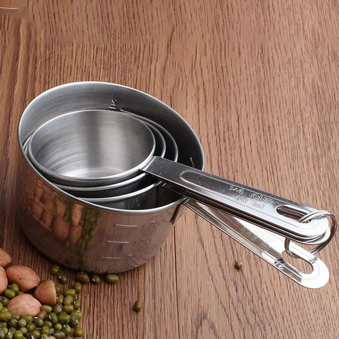 

Measuring Cups And Measuring Spoon Premium Stackable Kitchen Measuring Spoon Stainless Steel Measuring Cups and Spoons 4pcs/Set