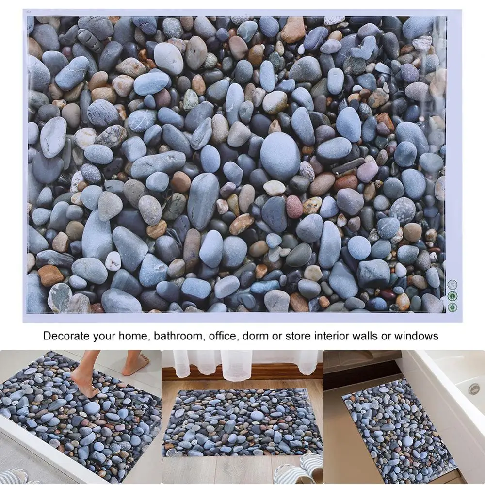 3D Наклейка на стену для ванной комнаты пола пляжа каменная Настенная детской