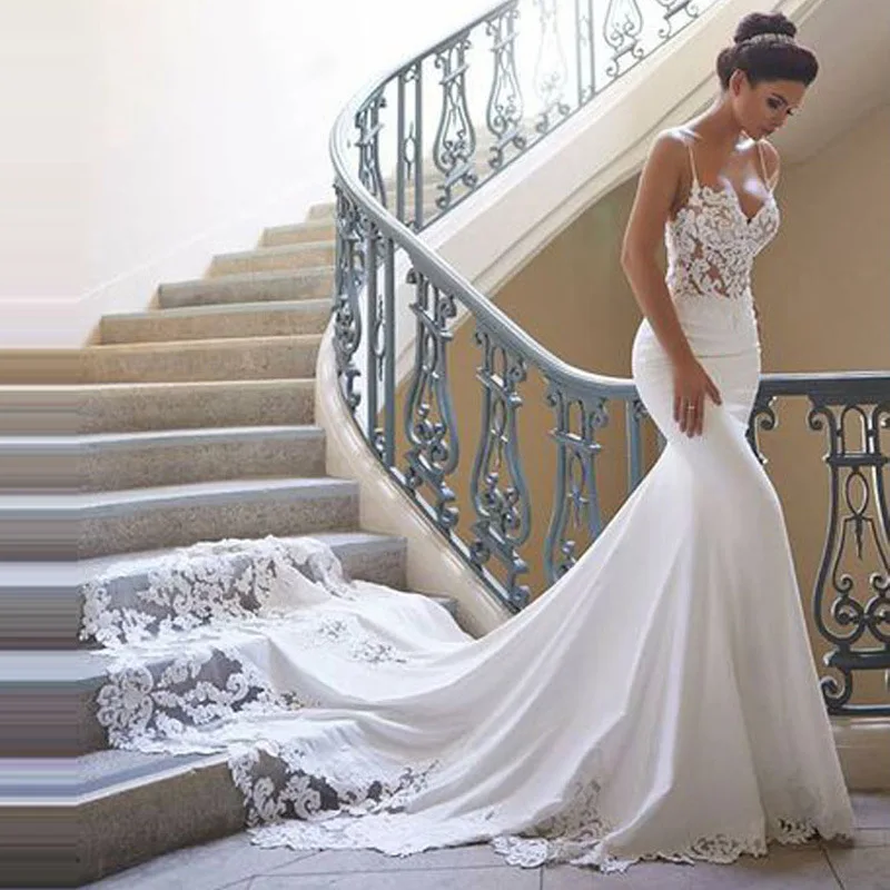 Vivian's bridal элегантное кружевное свадебное платье с аппликациеми 2019 пикантные